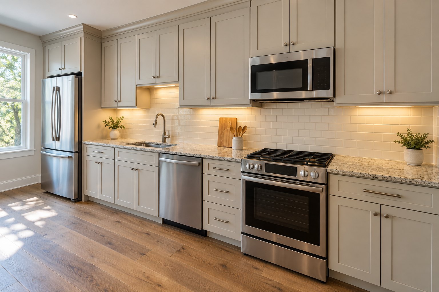 Kitchen update with granite countertops, tile backsplash and new stainless appliances, York PA